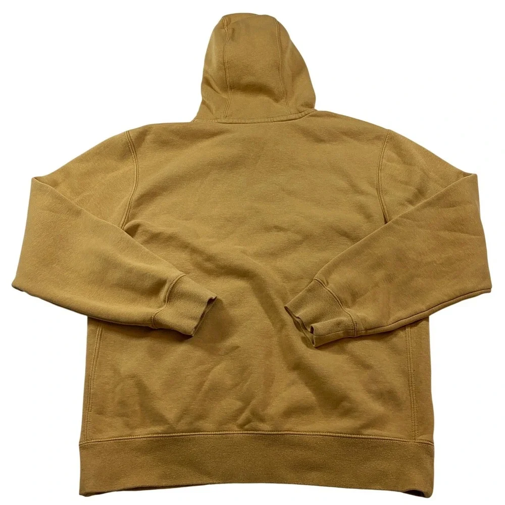 Nike Sportswear Club Fleece Hoodie Mustard Yellow Wheat Embroidered Logo Small